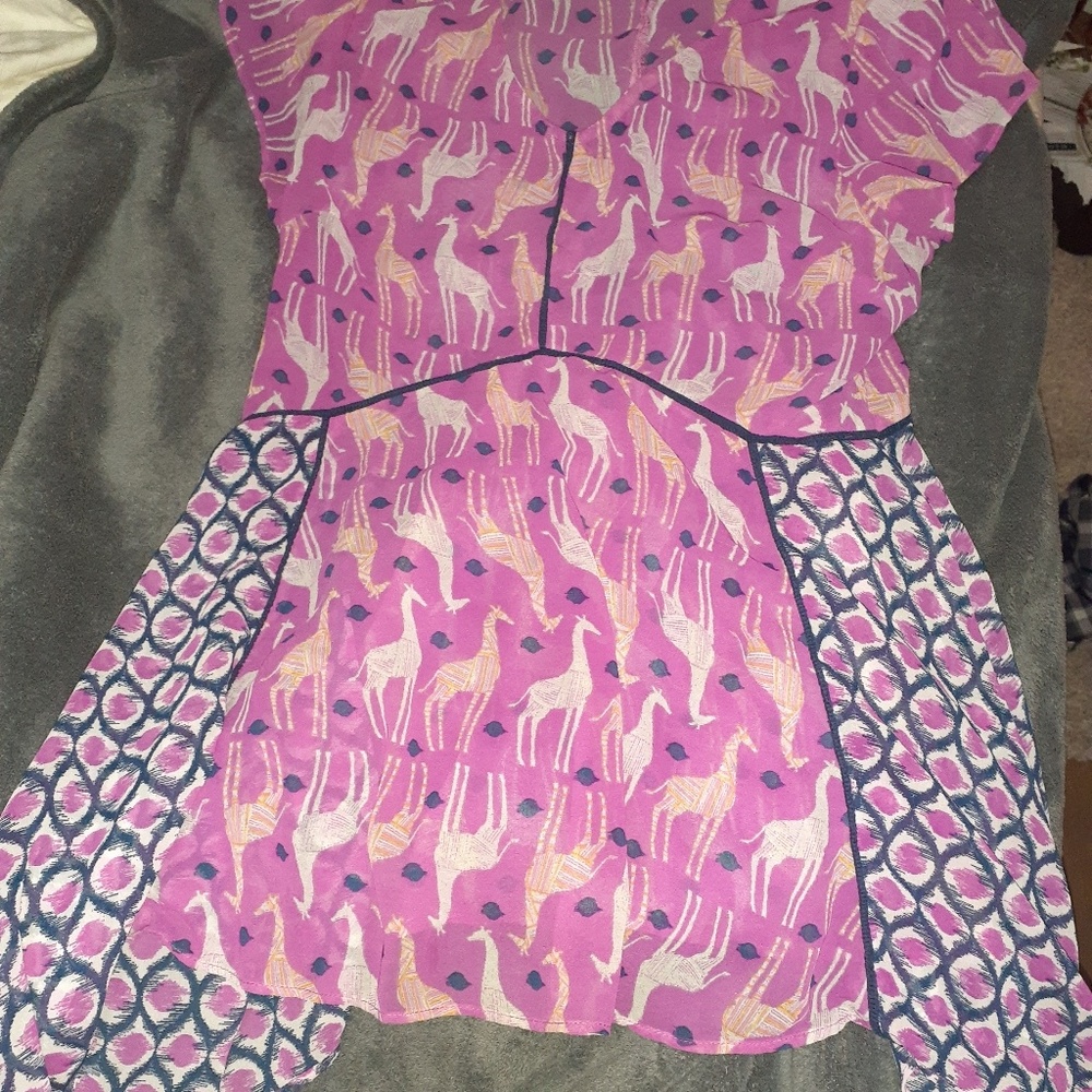 Vneck Giraffe Sheer Blouse